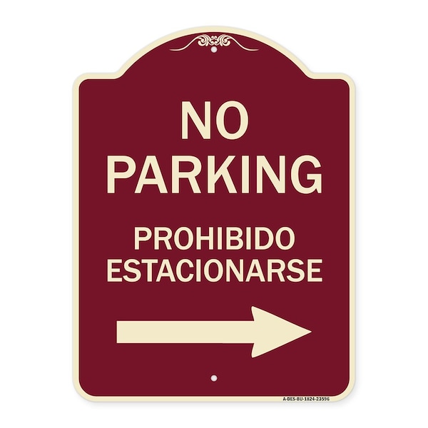 No Parking Prohibido Estacionarse W/ Left Arrow Heavy-Gauge Aluminum Sign, 24" x 18", BU-1824-23596